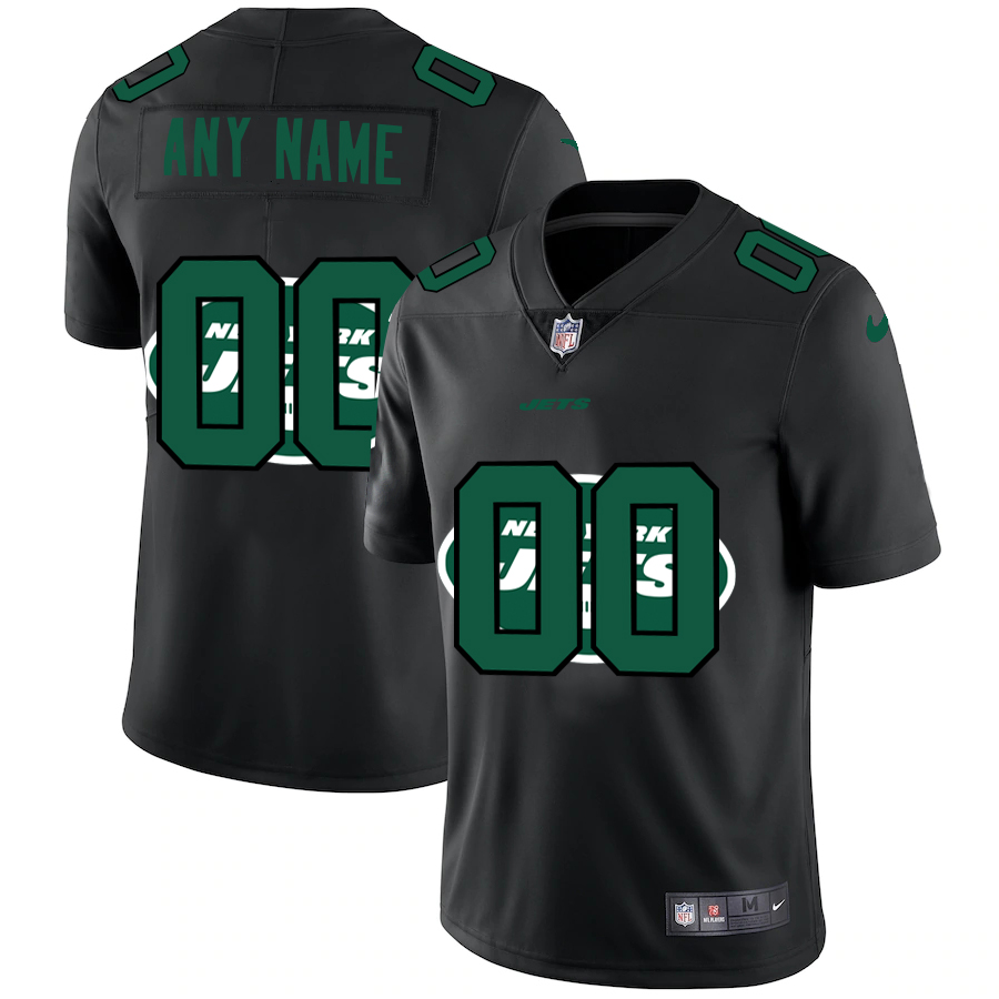 Wholesale New York Jets Custom Men Nike Team Logo Dual Overlap Limited NFL Jersey Black